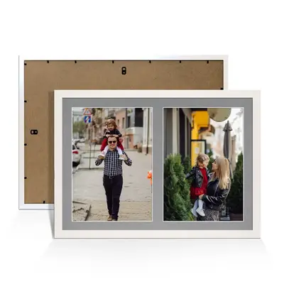White Colour Multi Aperture Photo Frame A4 (x2) Pictures – Collage Wall Frame For Loved Ones Photos – 20x14 Frame Size
