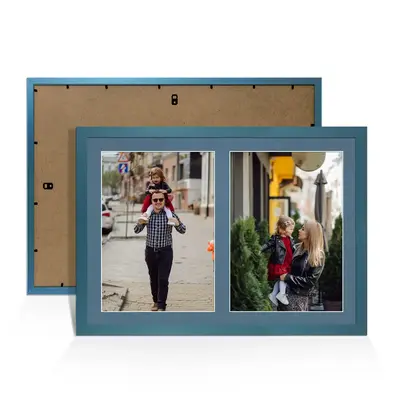 Navy Blue Colour Multi Aperture Photo Frame A4 (x2) Pictures – Collage Wall Frame For Loved Ones Photos – 20x14 Frame Size