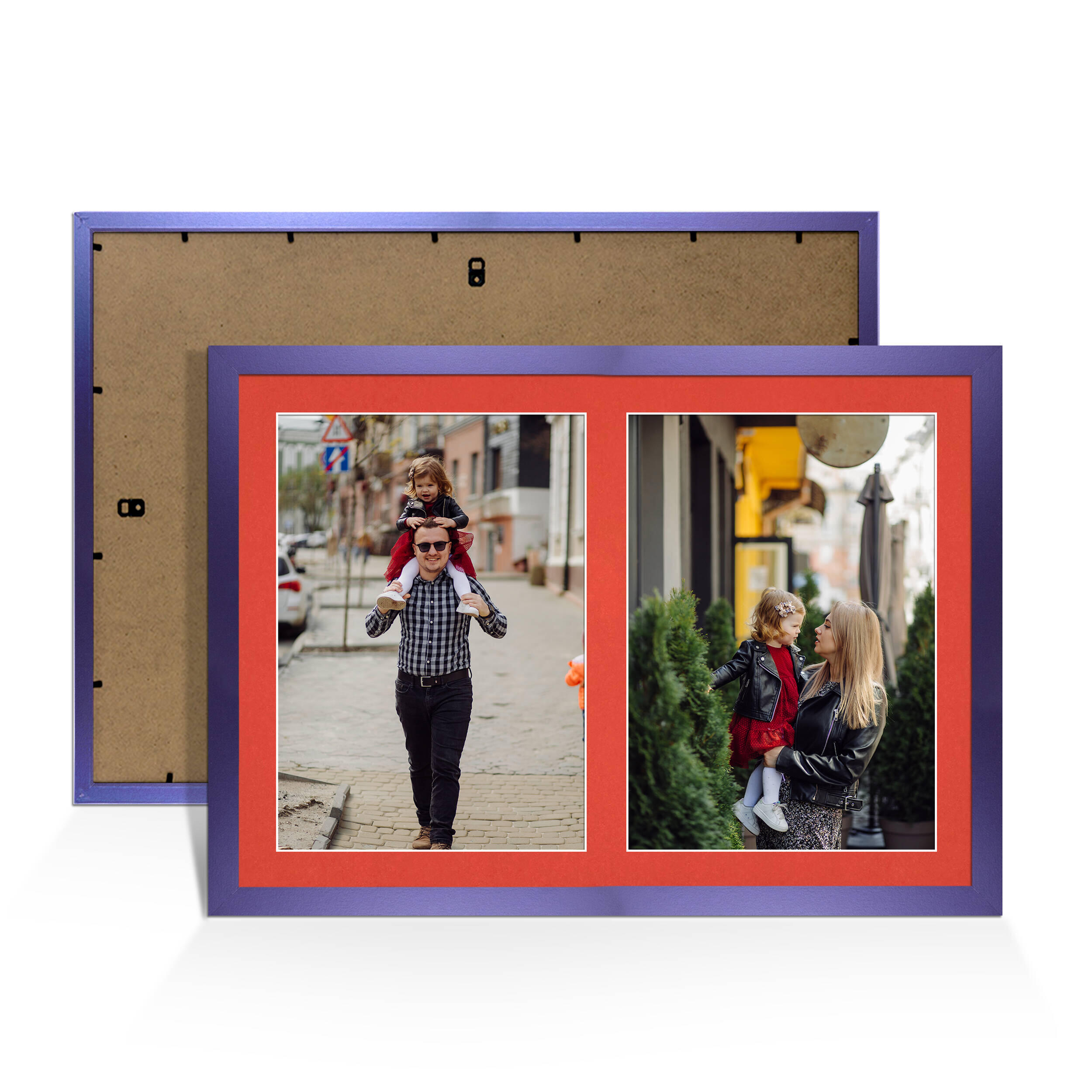 Purple Colour Multi Aperture Photo Frame A4 (x2) Pictures – Collage Wall Frame For Family Photos – 20x14 Picture Frame Size