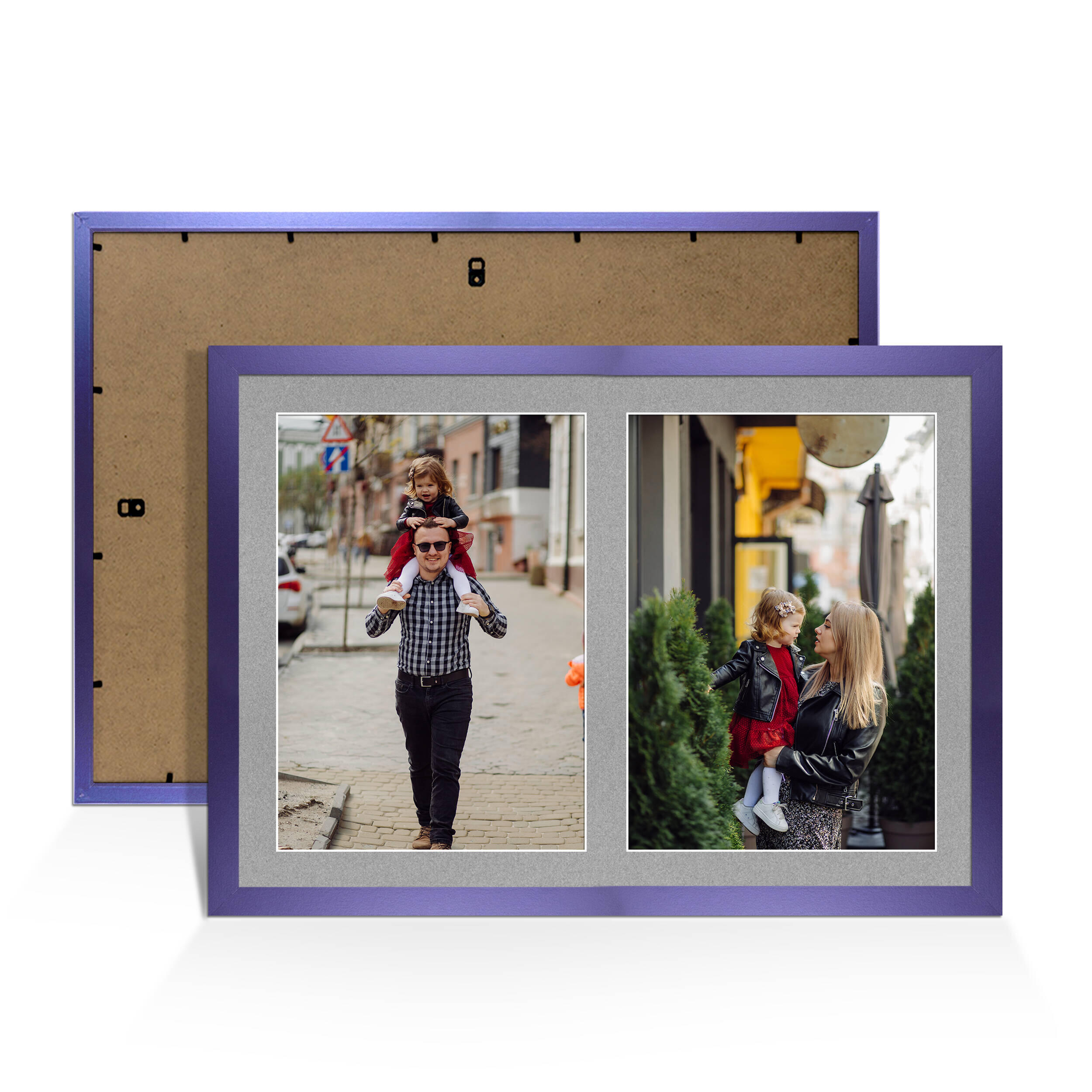 Purple Colour Multi Aperture Photo Frame A4 (x2) Pictures – Collage Wall Frame For Loved Ones Photos – 20x14 Frame Size