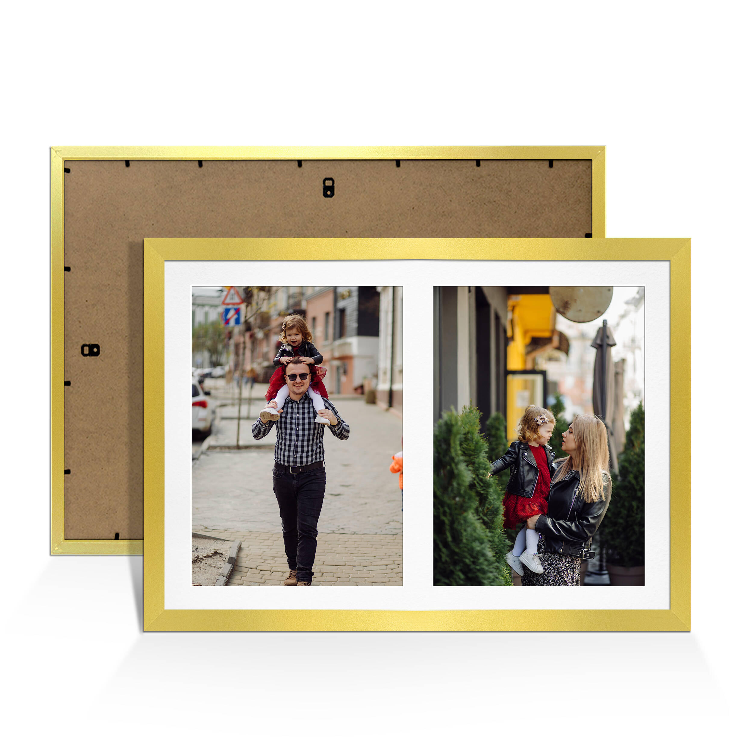 Gold Colour Multi Aperture Photo Frame A4 (x2) Pictures – Collage Wall Frame For Loved Ones Photos – 20x14 Frame Size