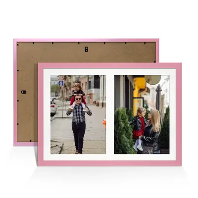 Pastel Pink Colour Multi Aperture Photo Frame A4 (x2) Pictures – Collage Wall Frame For Family Photos – 20x14 Picture Frame Size
