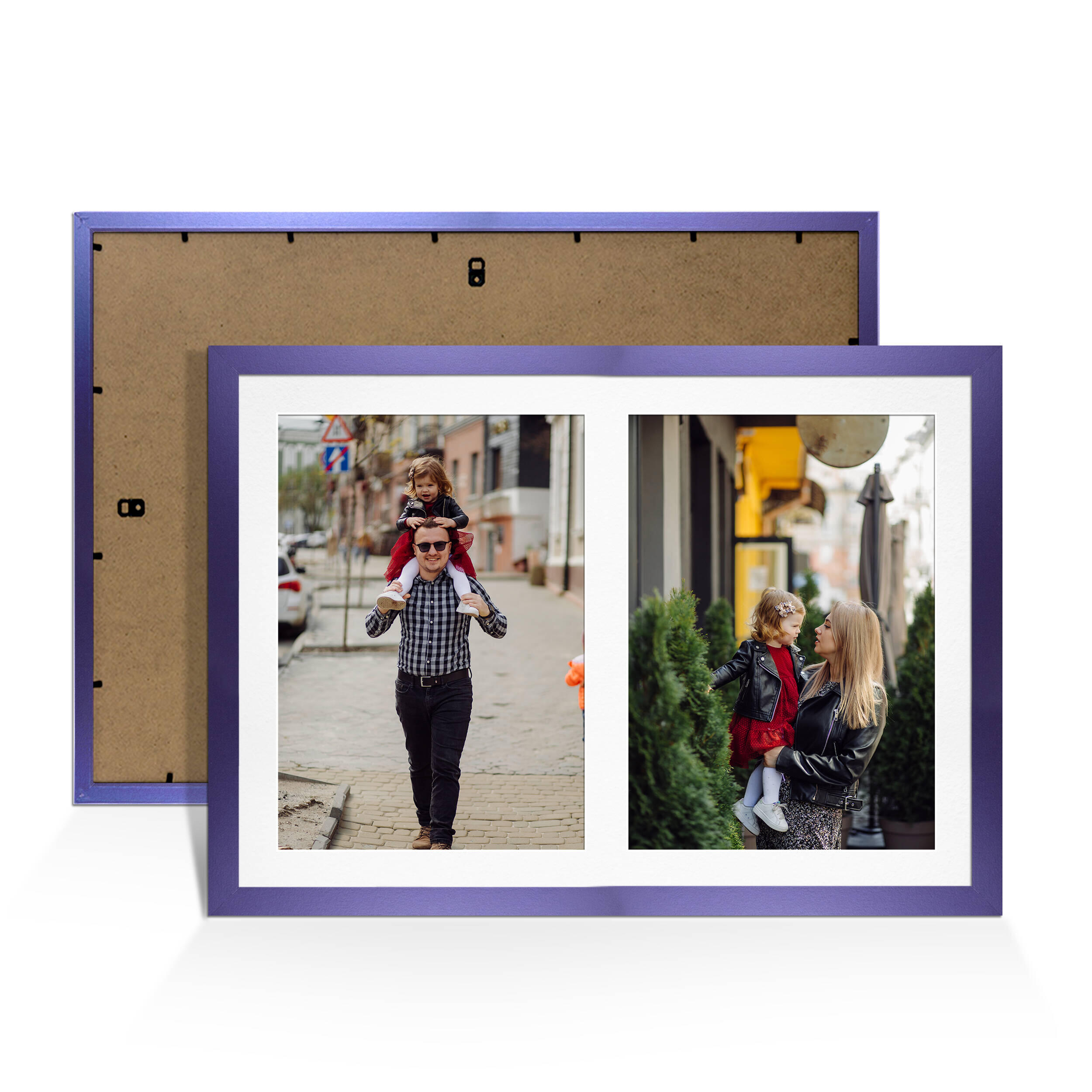 Purple Colour Multi Aperture Photo Frame A4 (x2) Pictures – Collage Wall Frame For Family Photos – 20x14 Picture Frame Size