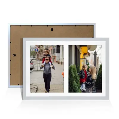 Silver Colour Multi Aperture Photo Frame A4 (x2) Pictures – Collage Wall Frame For Loved Ones Photos – 20x14 Frame Size