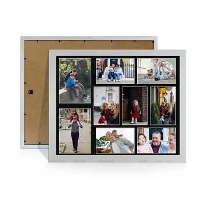 Silver Colour Multi Aperture Photo Frame 7X5 (x2) and 6X4 (x7) Pictures – Collage Wall Frame For Family Photos – 20x16 Picture Frame Size