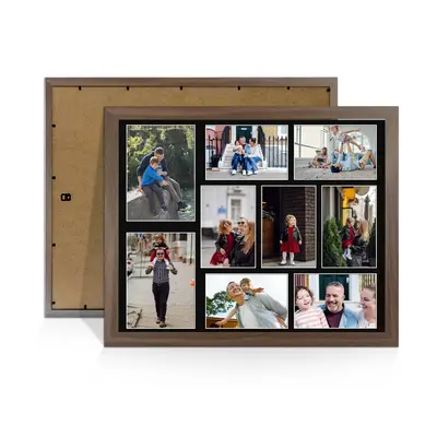 Walnut Colour Multi Aperture Photo Frame 7X5 (x2) and 6X4 (x7) Pictures – Collage Wall Frame For Loved Ones Photos – 20x16 Frame Size