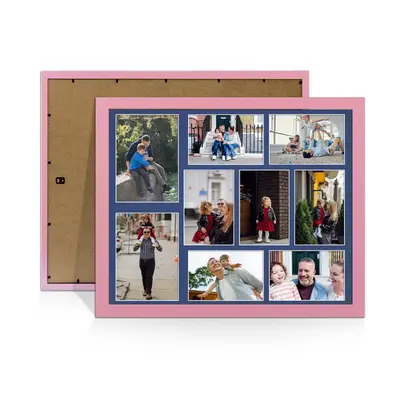 Pastel Pink Colour Multi Aperture Photo Frame 7X5 (x2) and 6X4 (x7) Pictures – Collage Wall Frame For Family Photos – 20x16 Picture Frame Size