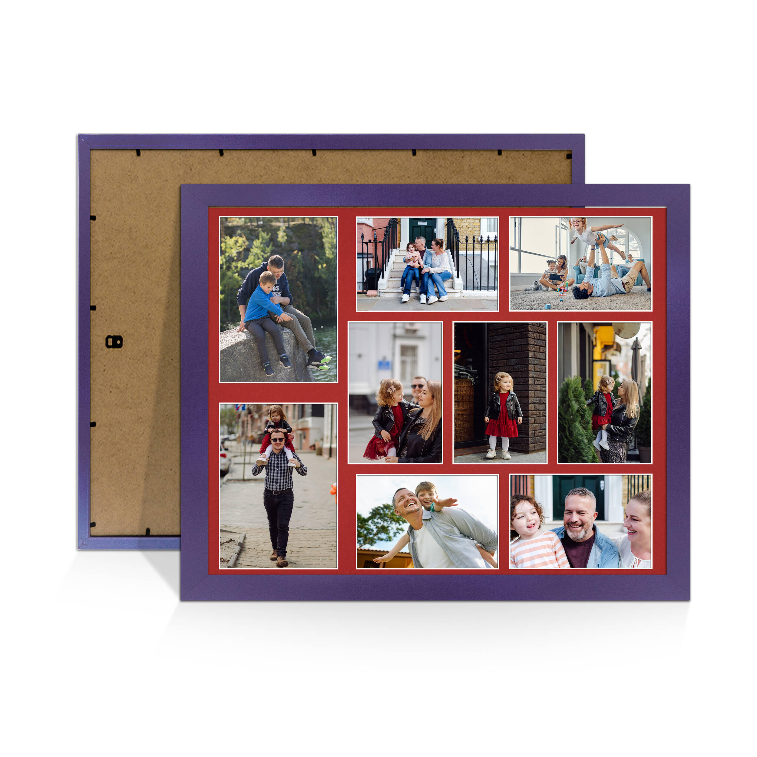 Purple Colour Multi Aperture Photo Frame 7X5 (x2) and 6X4 (x7) Pictures – Collage Wall Frame for Family Photos – 20x16 Picture Frame Size