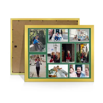 Gold Colour Multi Aperture Photo Frame 7X5 (x2) and 6X4 (x7) Pictures – Collage Wall Frame For Loved Ones Photos – 20x16 Frame Size