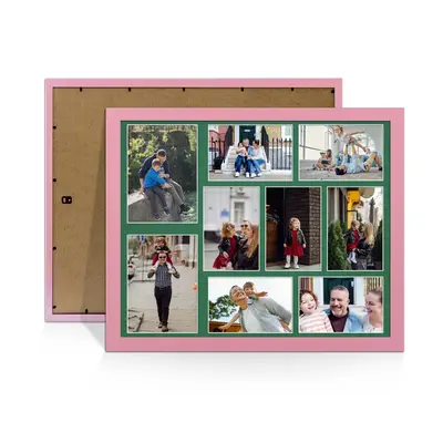 Pastel Pink Colour Multi Aperture Photo Frame 7X5 (x2) and 6X4 (x7) Pictures – Collage Wall Frame For Family Photos – 20x16 Picture Frame Size