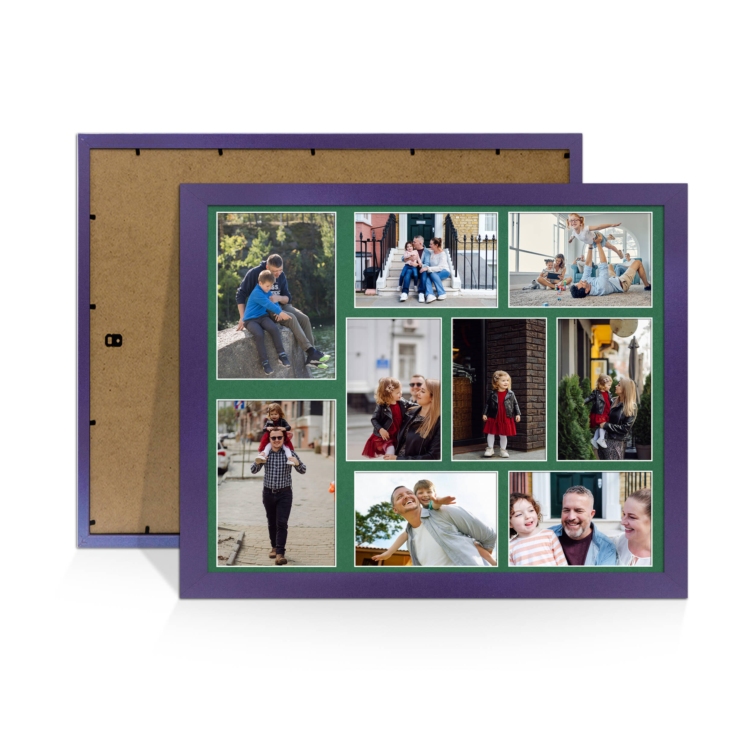 Purple Colour Multi Aperture Photo Frame 7X5 (x2) and 6X4 (x7) Pictures – Collage Wall Frame For Loved Ones Photos – 20x16 Frame Size