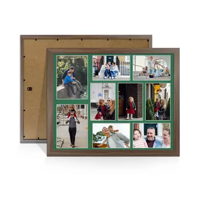 Walnut Colour Multi Aperture Photo Frame 7X5 (x2) and 6X4 (x7) Pictures – Collage Wall Frame For Family Photos – 20x16 Picture Frame Size