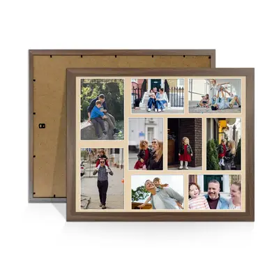 Walnut Colour Multi Aperture Photo Frame 7X5 (x2) and 6X4 (x7) Pictures – Collage Wall Frame for Family Photos – 20x16 Picture Frame Size