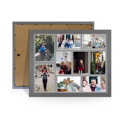 Dark Grey Colour Multi Aperture Photo Frame 7X5 (x2) and 6X4 (x7) Pictures – Collage Wall Frame For Family Photos – 20x16 Picture Frame Size