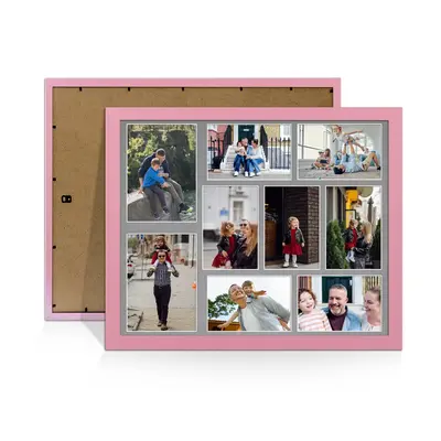 Pastel Pink Colour Multi Aperture Photo Frame 7X5 (x2) and 6X4 (x7) Pictures – Collage Wall Frame For Family Photos – 20x16 Picture Frame Size
