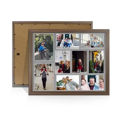 Walnut Colour Multi Aperture Photo Frame 7X5 (x2) and 6X4 (x7) Pictures – Collage Wall Frame For Loved Ones Photos – 20x16 Frame Size