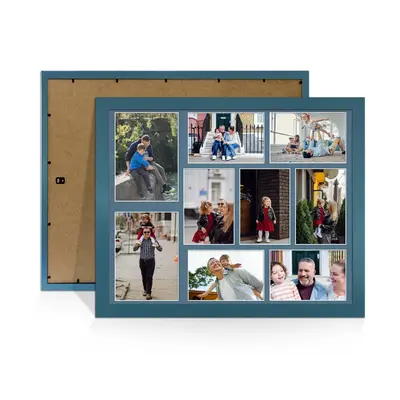 Navy Blue Colour Multi Aperture Photo Frame 7X5 (x2) and 6X4 (x7) Pictures – Collage Wall Frame For Loved Ones Photos – 20x16 Frame Size