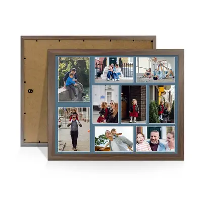Walnut Colour Multi Aperture Photo Frame 7X5 (x2) and 6X4 (x7) Pictures – Collage Wall Frame For Family Photos – 20x16 Picture Frame Size