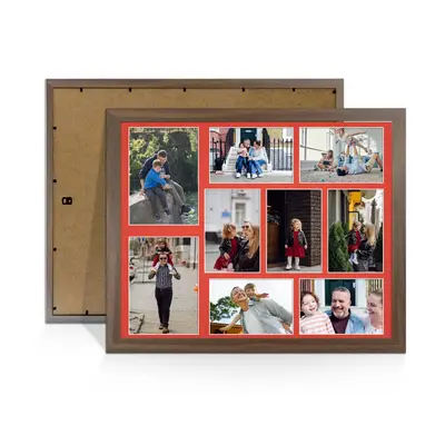 Walnut Colour Multi Aperture Photo Frame 7X5 (x2) and 6X4 (x7) Pictures – Collage Wall Frame For Loved Ones Photos – 20x16 Frame Size