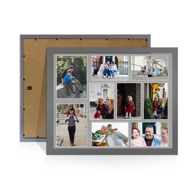 Dark Grey Colour Multi Aperture Photo Frame 7X5 (x2) and 6X4 (x7) Pictures – Collage Wall Frame For Loved Ones Photos – 20x16 Frame Size