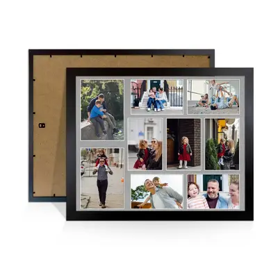 Black Colour Multi Aperture Photo Frame 7X5 (x2) and 6X4 (x7) Pictures – Collage Wall Frame for Family Photos – 20x16 Picture Frame Size