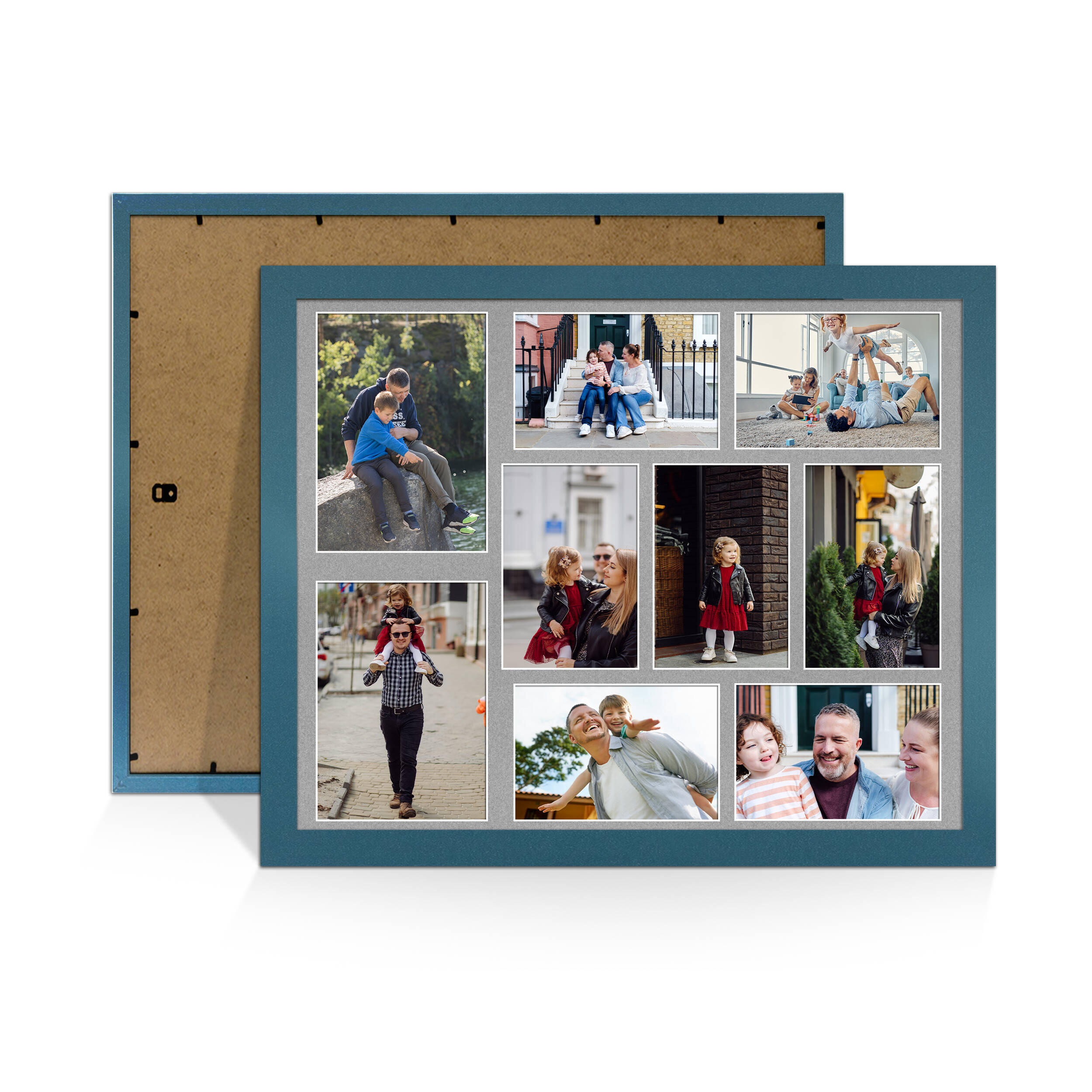 Navy Blue Colour Multi Aperture Photo Frame 7X5 (x2) and 6X4 (x7) Pictures – Collage Wall Frame for Family Photos – 20x16 Picture Frame Size