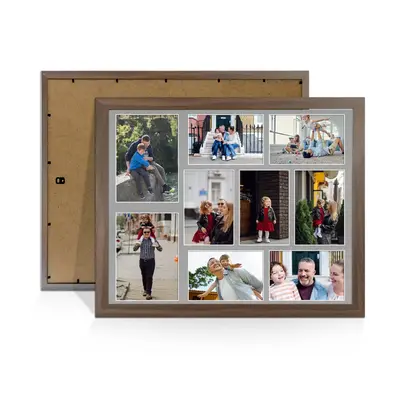 Walnut Colour Multi Aperture Photo Frame 7X5 (x2) and 6X4 (x7) Pictures – Collage Wall Frame for Family Photos – 20x16 Picture Frame Size