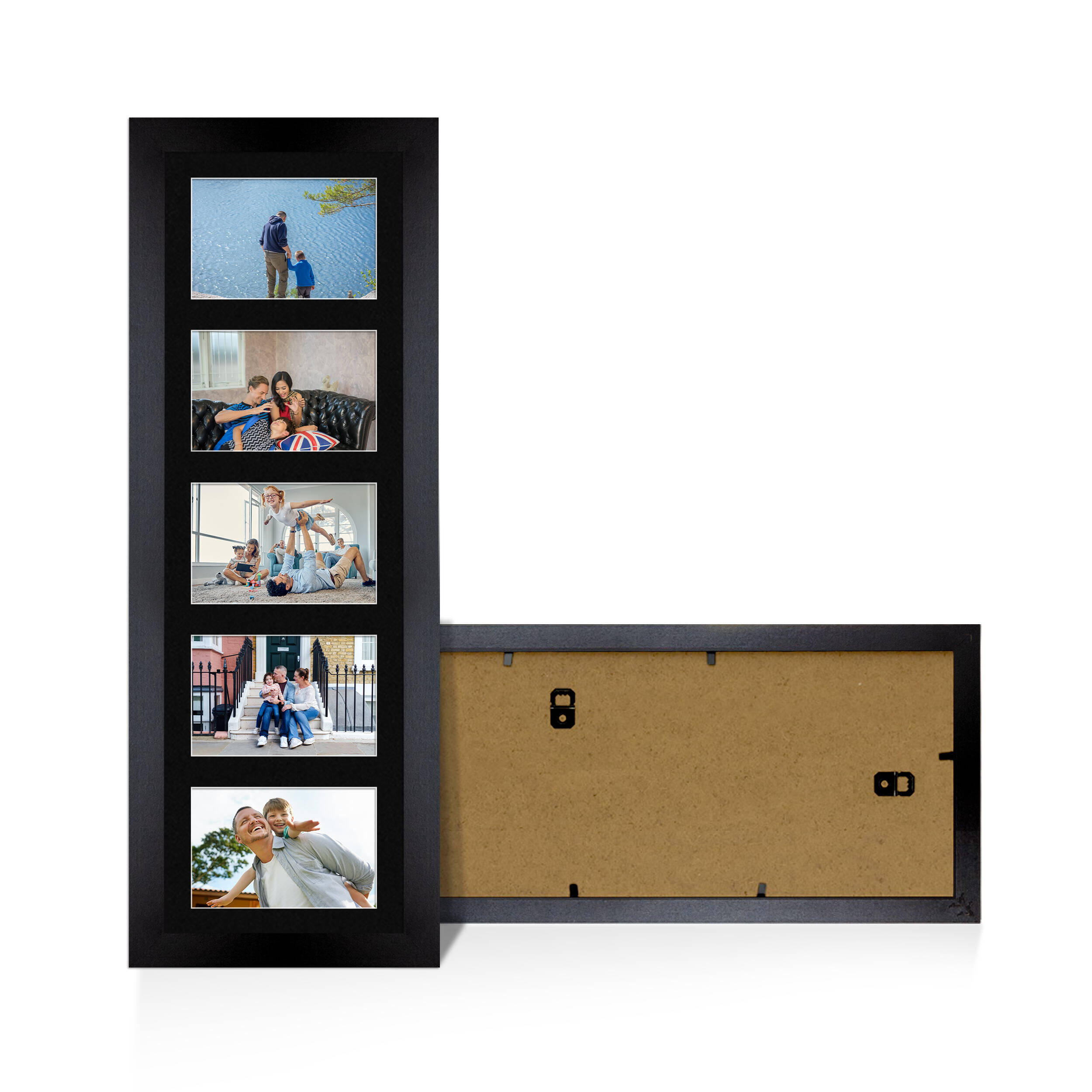 Black Colour Multi Aperture Photo Frame 6X4 (x5) Pictures – Collage Wall Frame For Family Photos – 26x8 Picture Frame Size