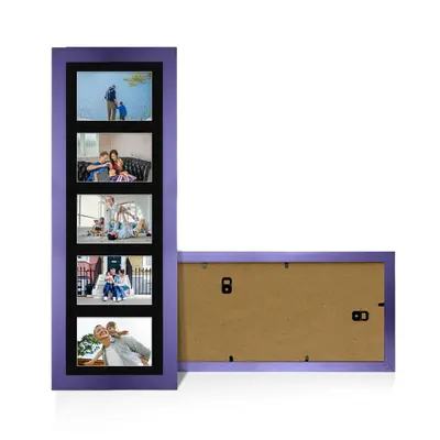 Purple Colour Multi Aperture Photo Frame 6X4 (x5) Pictures – Collage Wall Frame for Family Photos – 26x8 Picture Frame Size