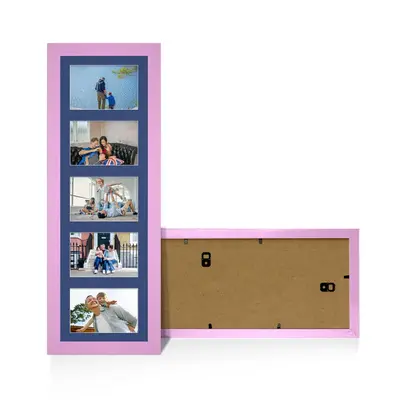 Pastel Pink Colour Multi Aperture Photo Frame 6X4 (x5) Pictures – Collage Wall Frame For Loved Ones Photos – 26x8 Frame Size