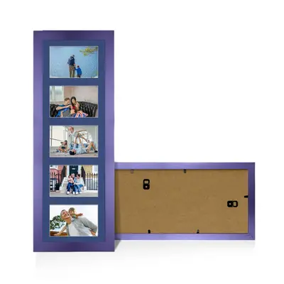 Purple Colour Multi Aperture Photo Frame 6X4 (x5) Pictures – Collage Wall Frame For Family Photos – 26x8 Picture Frame Size