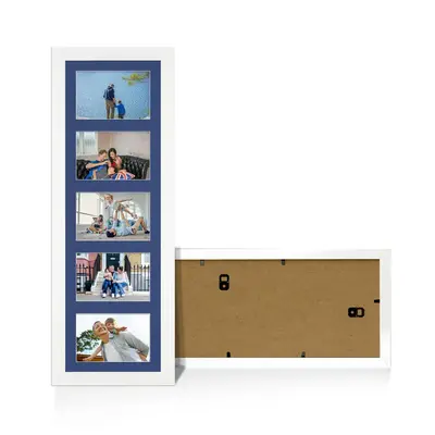 White Colour Multi Aperture Photo Frame 6X4 (x5) Pictures – Collage Wall Frame For Family Photos – 26x8 Picture Frame Size