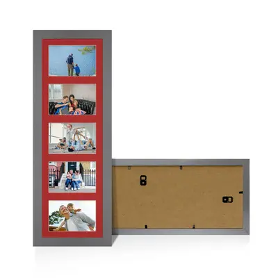 Dark Grey Colour Multi Aperture Photo Frame 6X4 (x5) Pictures – Collage Wall Frame for Family Photos – 26x8 Picture Frame Size