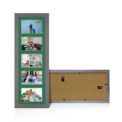 Dark Grey Colour Multi Aperture Photo Frame 6X4 (x5) Pictures – Collage Wall Frame For Family Photos – 26x8 Picture Frame Size