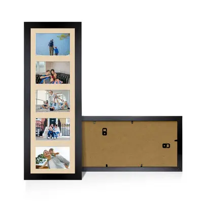 Black Colour Multi Aperture Photo Frame 6X4 (x5) Pictures – Collage Wall Frame for Family Photos – 26x8 Picture Frame Size