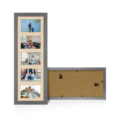 Dark Grey Colour Multi Aperture Photo Frame 6X4 (x5) Pictures – Collage Wall Frame For Loved Ones Photos – 26x8 Frame Size