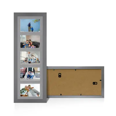 Dark Grey Colour Multi Aperture Photo Frame 6X4 (x5) Pictures – Collage Wall Frame for Family Photos – 26x8 Picture Frame Size