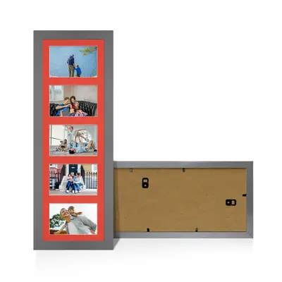 Dark Grey Colour Multi Aperture Photo Frame 6X4 (x5) Pictures – Collage Wall Frame for Family Photos – 26x8 Picture Frame Size