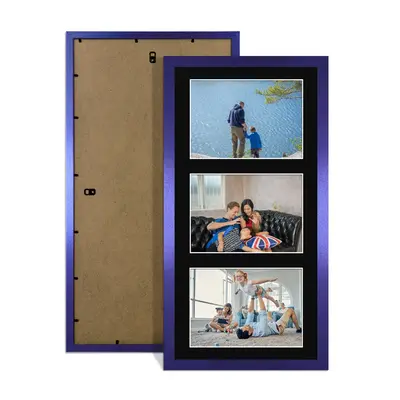 Purple Colour Multi Aperture Photo Frame 6X4 (x3) Pictures – Collage Wall Frame for Family Photos – 40x20cm Picture Frame Size