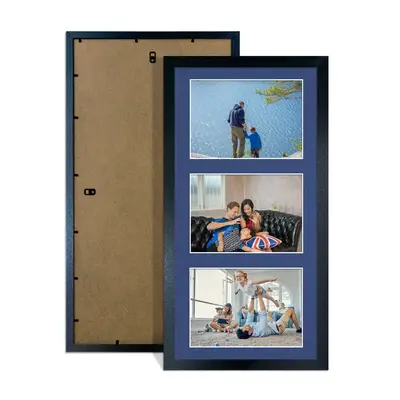 Black Colour Multi Aperture Photo Frame 6X4 (x3) Pictures – Collage Wall Frame For Family Photos – 40x20cm Picture Frame Size