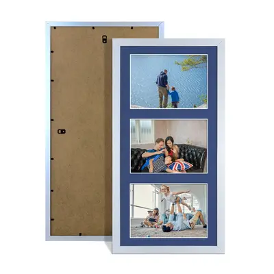 Silver Colour Multi Aperture Photo Frame 6X4 (x3) Pictures – Collage Wall Frame for Family Photos – 40x20cm Picture Frame Size