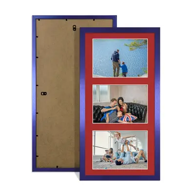 Purple Colour Multi Aperture Photo Frame 6X4 (x3) Pictures – Collage Wall Frame for Family Photos – 40x20cm Picture Frame Size