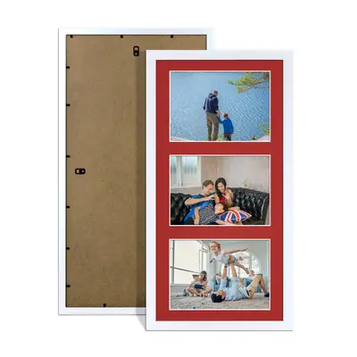 White Colour Multi Aperture Photo Frame 6X4 (x3) Pictures – Collage Wall Frame For Family Photos – 40x20cm Picture Frame Size