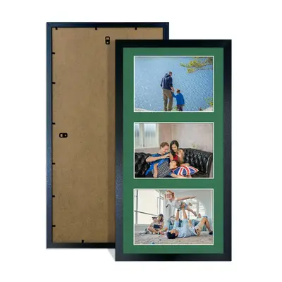 Black Colour Multi Aperture Photo Frame 6X4 (x3) Pictures – Collage Wall Frame For Family Photos – 40x20cm Picture Frame Size