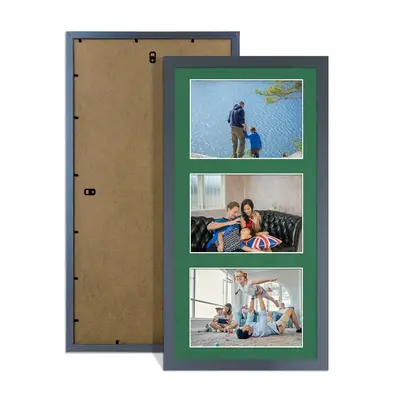 Dark Grey Colour Multi Aperture Photo Frame 6X4 (x3) Pictures – Collage Wall Frame For Loved Ones Photos – 40x20cm Frame Size