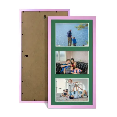 Pastel Pink Colour Multi Aperture Photo Frame 6X4 (x3) Pictures – Collage Wall Frame For Family Photos – 40x20cm Picture Frame Size