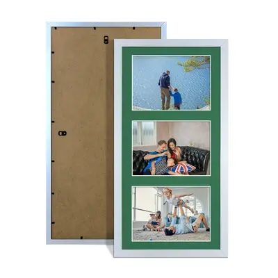 Silver Colour Multi Aperture Photo Frame 6X4 (x3) Pictures – Collage Wall Frame For Loved Ones Photos – 40x20cm Frame Size