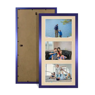 Purple Colour Multi Aperture Photo Frame 6X4 (x3) Pictures – Collage Wall Frame For Loved Ones Photos – 40x20cm Frame Size