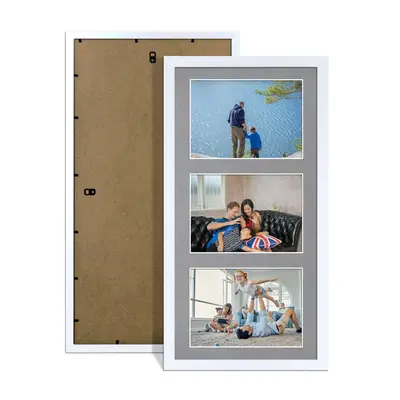 White Colour Multi Aperture Photo Frame 6X4 (x3) Pictures – Collage Wall Frame For Family Photos – 40x20cm Picture Frame Size
