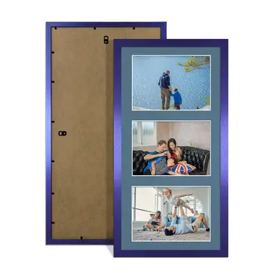 Purple Colour Multi Aperture Photo Frame 6X4 (x3) Pictures – Collage Wall Frame For Loved Ones Photos – 40x20cm Frame Size